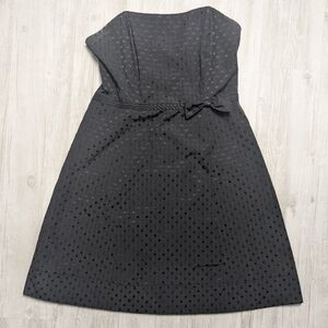 Reitman's Size 10 Black on Black Polka Dot Babydoll Cut Dress